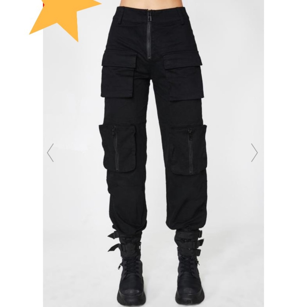 Dolls Kill Poster Grl Get Real Cargo wide leg jogger Pants sz L